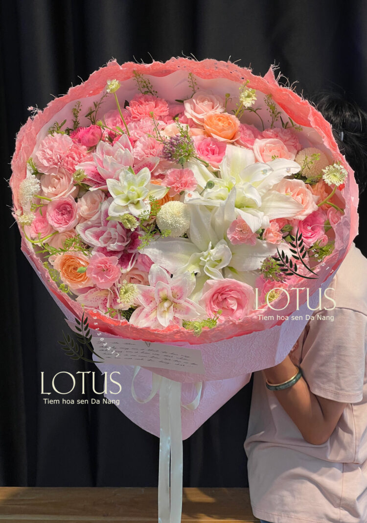 Bó Hoa Garden Hồng Giấy Xé Mỹ Thuật