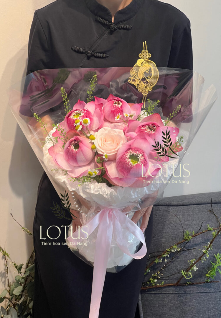SENH-21045821580 Bó Sen Juwaba Đà Nẵng 5 Bông Tone Hồng